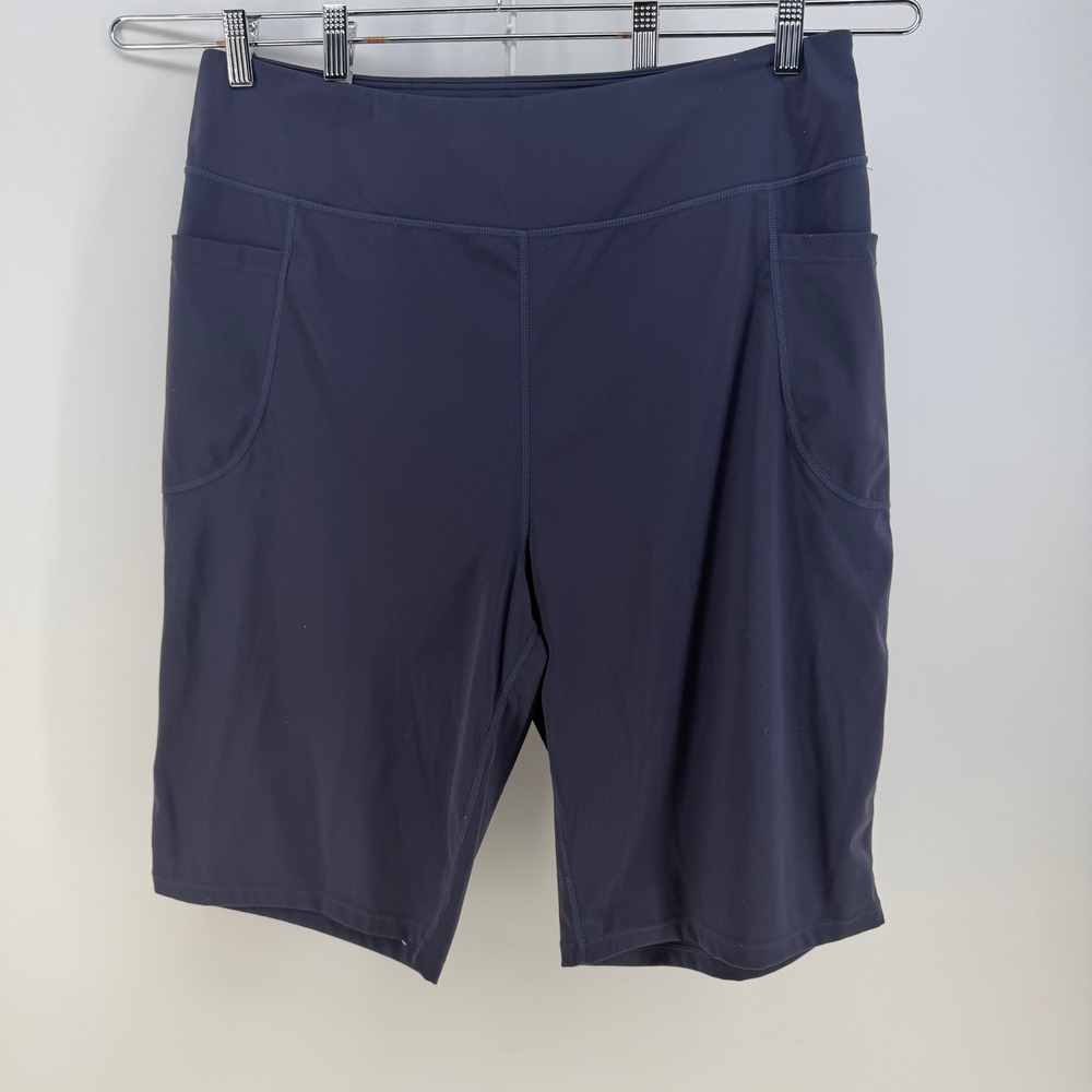 Santiny Biker Shorts Womens 3x Navy Blue High Waisted Pockets Athletic Yoga Gym